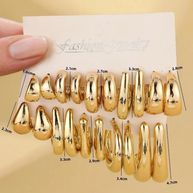 New Fashion, Simplicity, Creativity, Personality, C-shaped Water Drop, C-shaped Bean Women's Earring Set