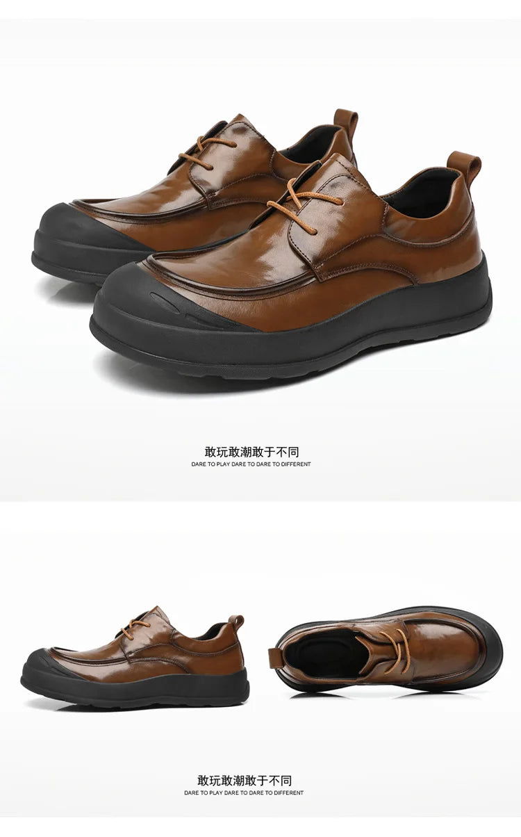 Spring New Designer Business Casual Shoes for Men Black Genuine Leather Shoes Male British Style Soft Sole Fashion Shoe Man