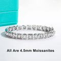 4.5mm D Color Moissanite Diamond Luxurious Silver Bracelet 18K White Gold Plated Bezel Bangles For Woman Jewelry Gifts