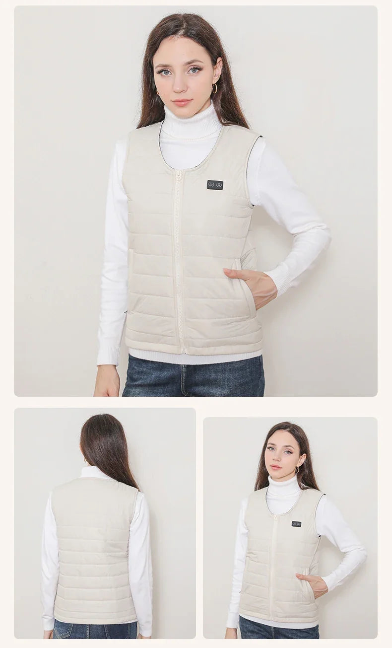 New Winter Unisex V-Neck 22 Zone Heat Resistant Warm Vest Middle-Aged And Elderly People Worn Both Inside And Outside Waistcoat