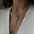 Fashion Vintage Black Geometric Crystal Chain Zircon crystal Heart-shaped Pendant Necklace For Women Female Boho Jewelry Neelry