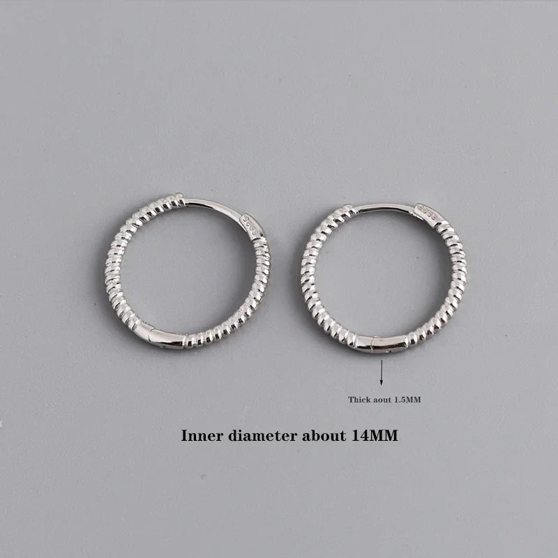 925 Sterling Silver Fashion Piercing Charm Twist Huggies Hoop Earrings for Women Rock Gothic Unisex Jewelry Ear Buckles