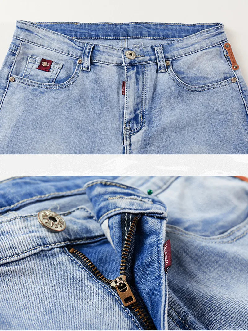Spring Autumn Denim Suit Men's Slim Micro-stretch Two-piece Spring and Autumn Jacket Jeans