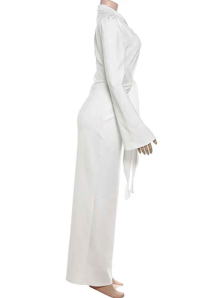 Sexy Maxi Dress Women Shoulder Padded Zip Wrapped Bandage Long Sleeve Slit Elegant Solid Office Simple Skinny Bodycon