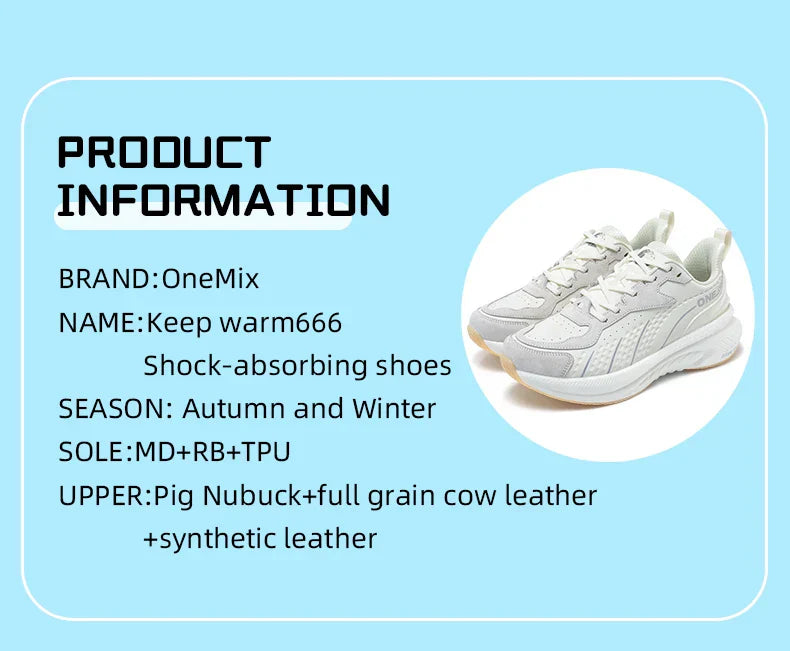 Winter Running Shoes for Men Leather Warm Sport Shoes Wear-resistant Female Jogging Training Shoes Black Walking Sneakers