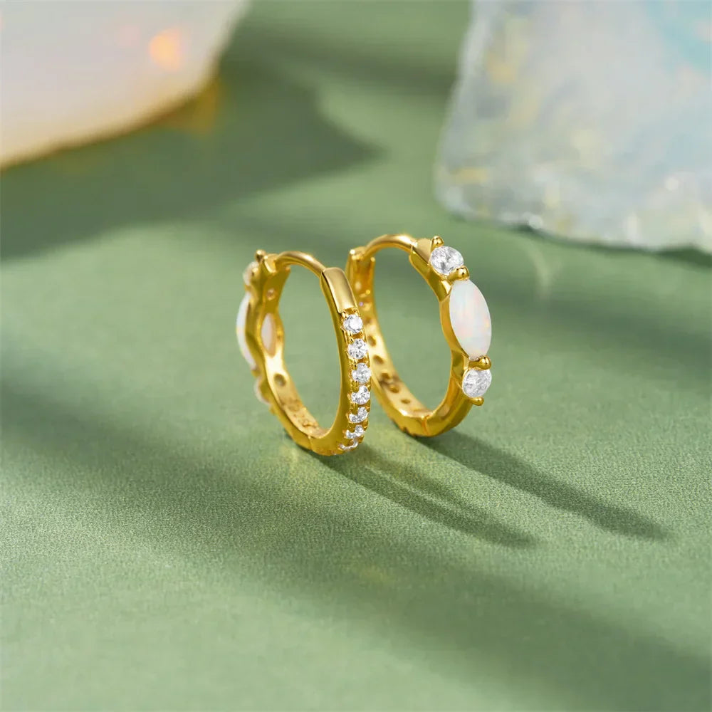 925 Sterling Silver White Zircon Opal Earrings For Women Girl Wedding Engagement Jewelry Delicate Ear Buckle jewelry