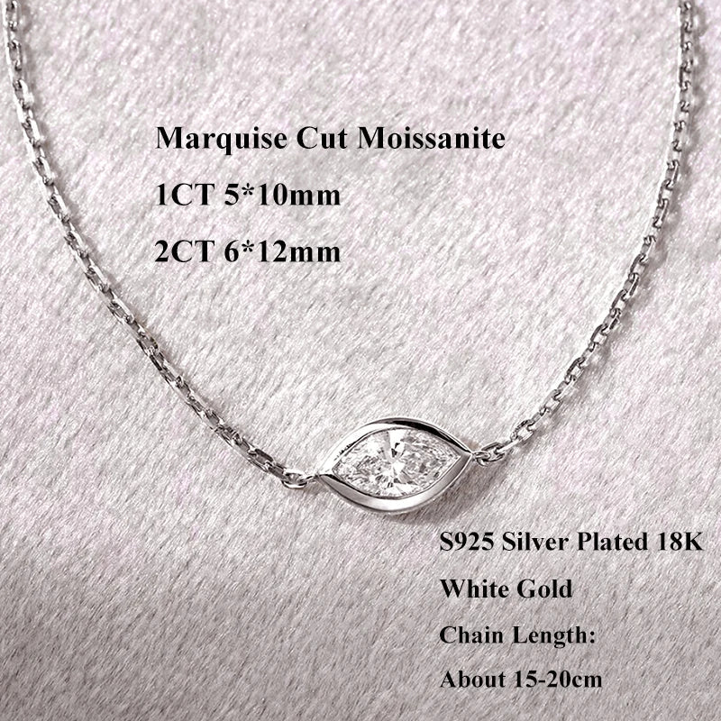 Bezel Setting 1/2CT Pear Marquise Emerald Cut Moissanite Solitaire Link Bracelet Women 925 Silver Diamond Party Wrist Chain
