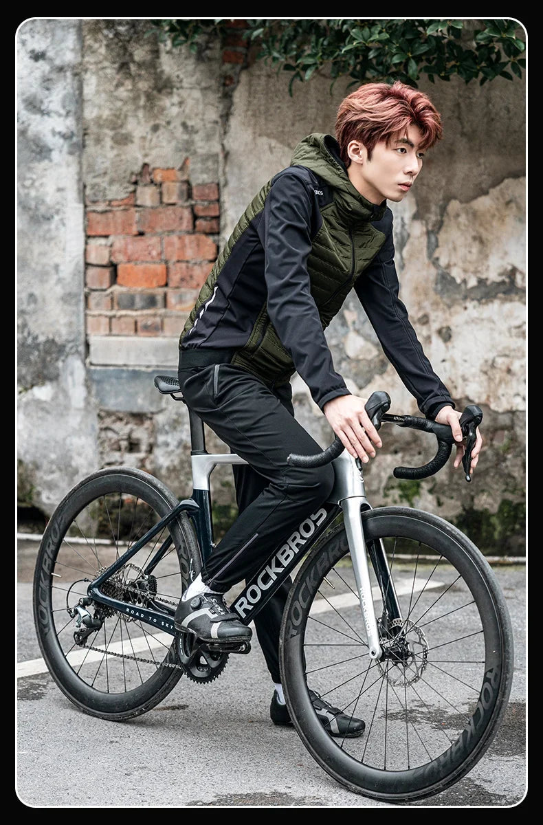 Winter Thermal Fleece Cycling Jersey Men's Ultralight Down Jacket MTB Road Bicycle Clothing Long Sleeve Ciclismo Coat