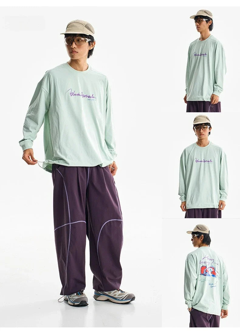 Unisex Athletic Long Sleeve Tee - Quick Dry Breathable Shirt for Outdoor Leisure & Urban Adventure Loose Men's Top