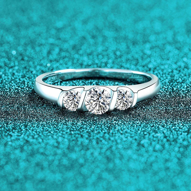 Full D VVS1 Moissanite Ring for Women 925 Sterling Silver with 18 K Gold Plated Wedding Party Women's Ring Fine Jewelry