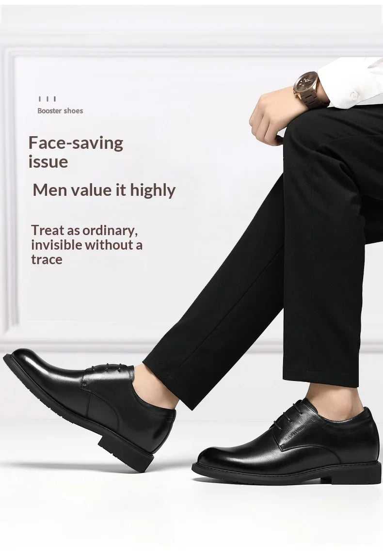 Men Business Elevator Shoes Real Cowhide Invisible Height Increasing Shoes with 3/6/8CM Height Boost Breathable Comfortable