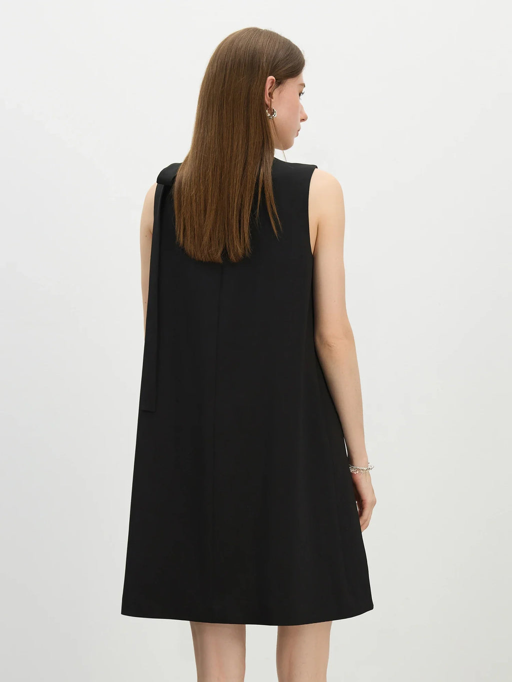 2025 Summer Petite Textured Pleated Dress - Artisan Bow Accents & Flared A-Line Silhouette for Casual Chic 25FS12622