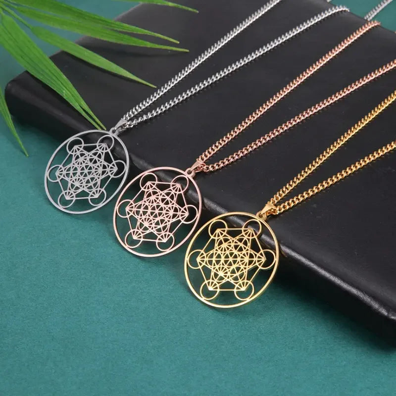 Archangel Metatron Pendant Necklace Stainless Steel Sacred Geometry Hexagram Jewelry Accessories