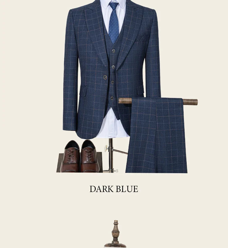 High Quality Plaid suit Formal Business Office Men's Suits Fashionable and Casual evening gown