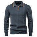 New Top Button Down Polo Shirt Men Solid Color Long Sleeve Fall Winter Luxury Warm Touch Business Casual Mens Sweatershirt