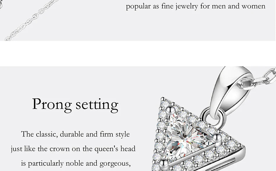 0.5/1CT Triangular Moissanite Necklace for Women S925 Pure Silver Laboratory Diamond Pendant Fashion Jewelry Party Gift