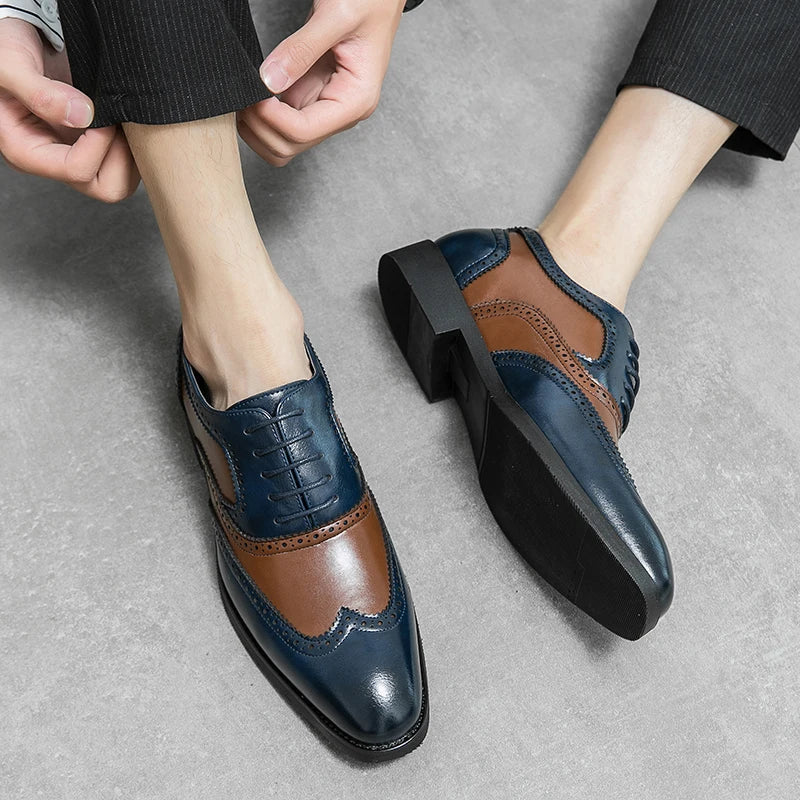 Italy High Quality Pointed Fashion Oxford Shoes Lace Up Men's Shoes Pointed Style Luxury Moccasin Casual Luxury Leather Shoes