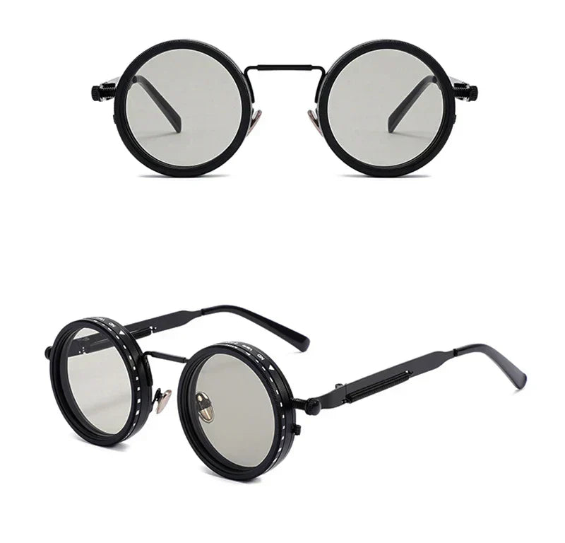 Metal Round Punk ND9-level Adjustable Dimming Sunglasses Women Polarized UV400 Fashion Men Outdoor Sun Glasses