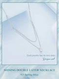 925 Sterling Silver Shining Zircon Pendant Necklace Double Layer Neck Chain for Women Engagement Wedding Fine Jewelry