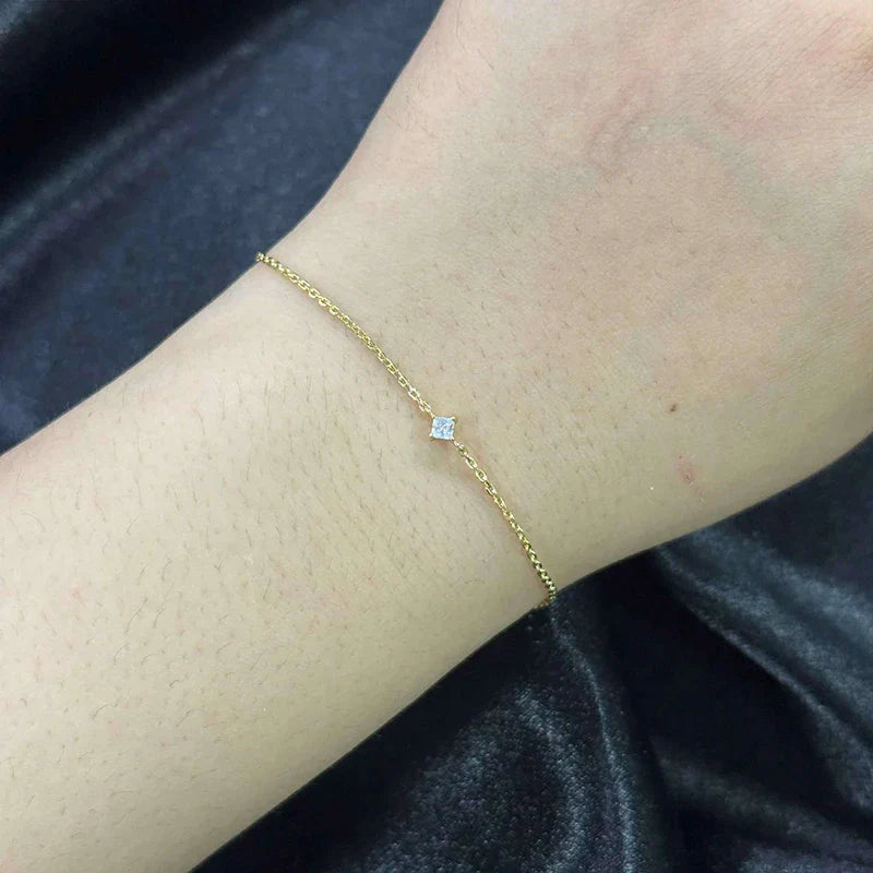 Trendy A Moissanite Bracelets for Women Letter Charm Adjustable Chain 100% 925 Sterling Silver Wedding Fine Jewelry Gifts