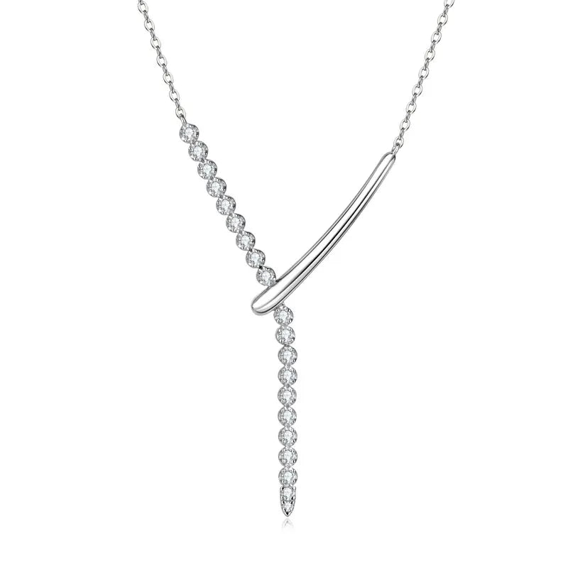 Full Round Moissanite Y-shaped Pendant Necklace for Women S925 Sterling Silver Chain Fine Jewelry Gift with Certificate