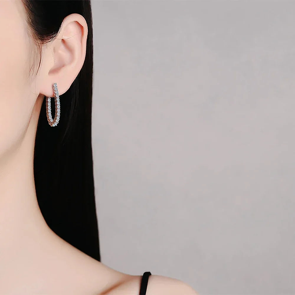2.2mm Full Moissanite Hoop Earrings S925 Sterling Silver Sparkling Diamond Stud Earring With Certificate Original Fine Jewelry