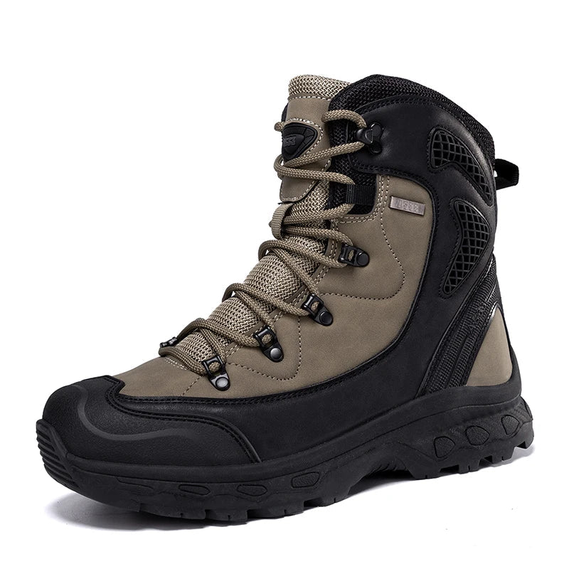 Men's Waterproof Leather Desert Boots Non-Slip Lightweight Work Safty Shoes Breathable Non-Slip Hunting Hiking Work Boots Men