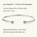 Dainty 0.5CT Round Brilliant Cut Moissanite Cuff Bangle for Women s925 Silver Lab Diamond Open Hand Chain Bracelet Gift