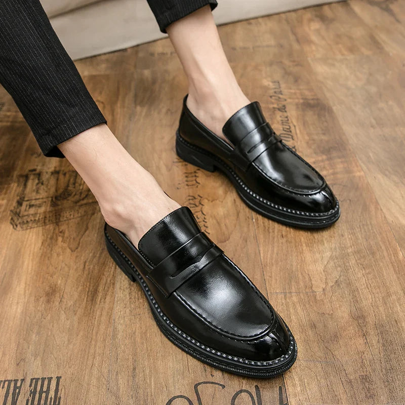 Premium Silver Business Shoes Men's Oxford Shoes Leather Brand Loafers Slip on High Quality Wedding Loafers Soft Sole Dress Shoe