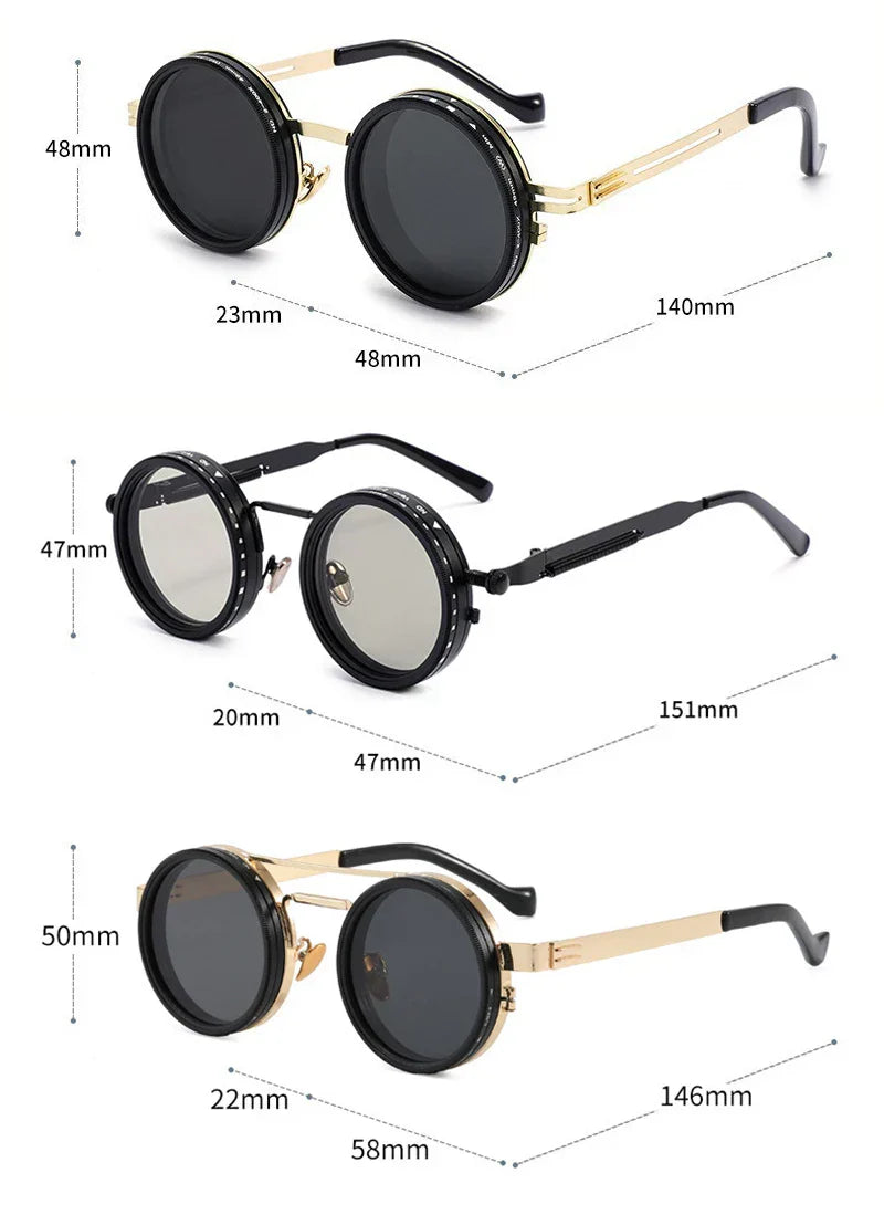 Metal Round Punk ND9-level Adjustable Dimming Sunglasses Women Polarized UV400 Fashion Men Outdoor Sun Glasses