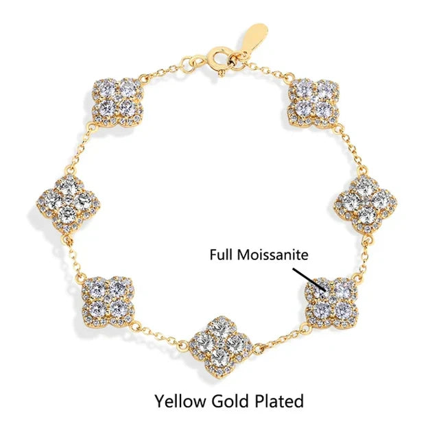 S925 Sterling Silver Full Moissanite Bracelets D VVS1 Lab Diamond for Women 18k Gold Plated Engagement Jewelry Gift