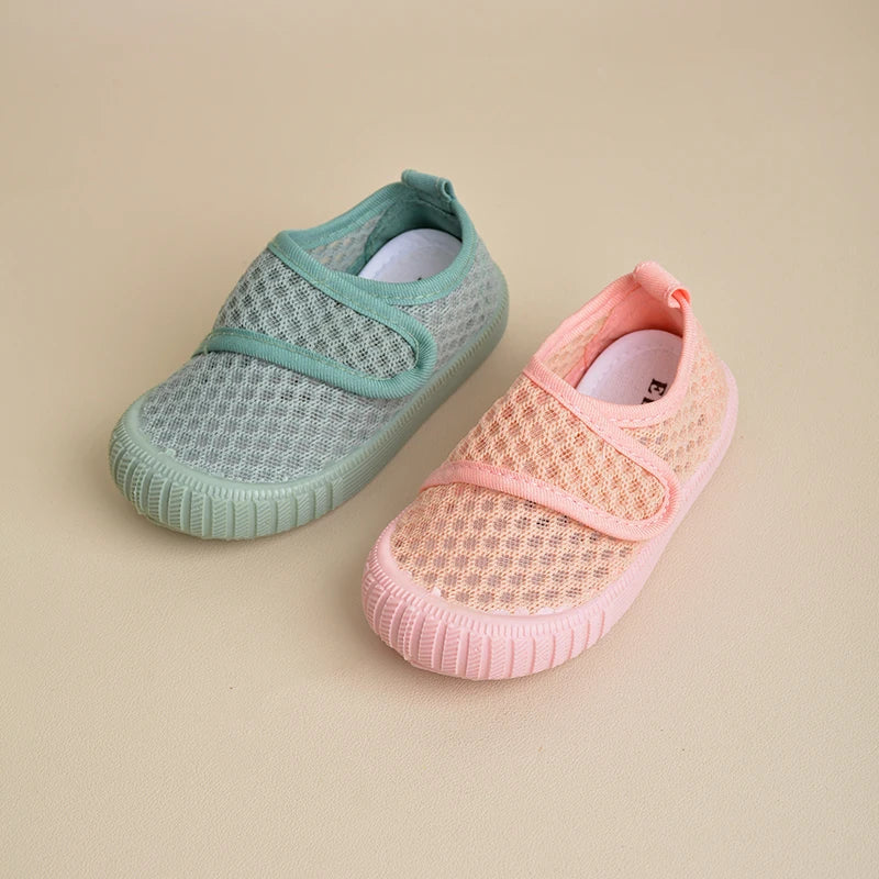 Light Colored Kids Mesh Flat Sneakers  Spring Summer Toddlers Daily Breathable Soft Durable Outdoor  Shoes EY8237