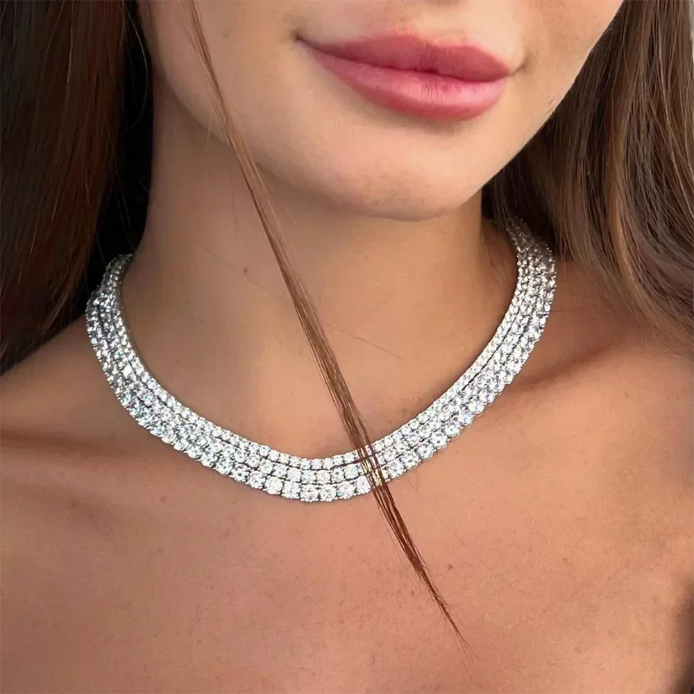 Certified Full Moissanite Tennis Necklaces Bracelets For Women Men 100% S925 Silver 3/4/5/6.5mm Lab Diamond Riviera Necklace