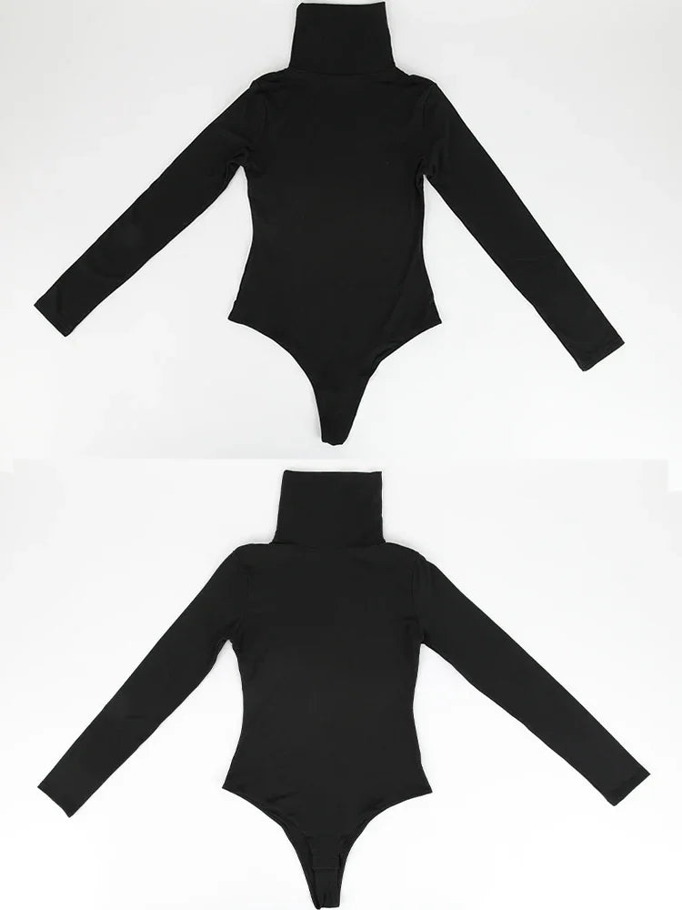 High Neck Bodysuit Women's Long Sleeved Shapewear Tummy Control Body Shaper Sexy Briefs Female Warm Clothing Autumn Winter New