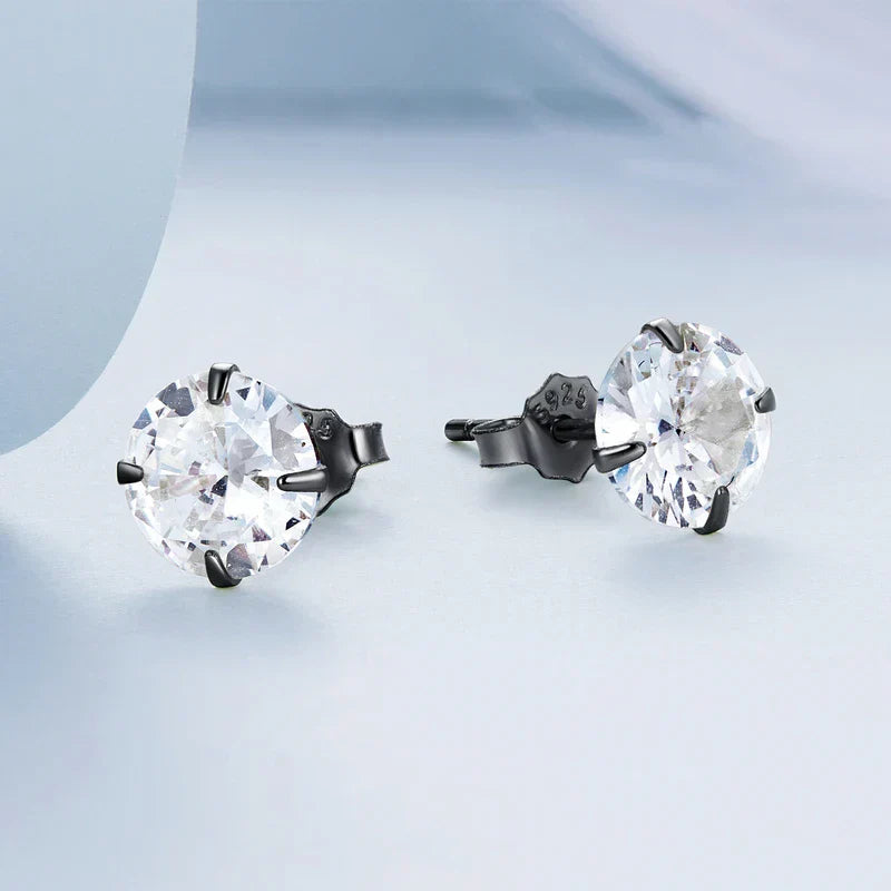CZ Stud Earrings 925 Sterling Silver Platinum Plated Round Cubic Zirconia Hypoallergenic Barbell Earrings 4-7mm