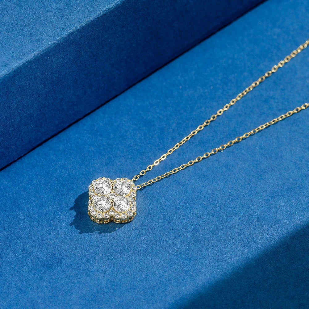 Exquisite 925 Silver 8A Premium Zircon Pendant Necklace for Women Lucky Four-leaf Clover Wedding Jewelry LZN28