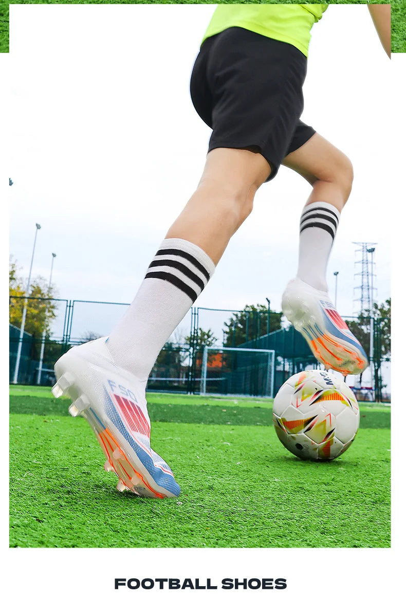 Men Football Boots Long Spikes Match Futsal Soccer Shoes Training TF Ultralight Indoor Sneakers Breathable Cleats Drop Shipping