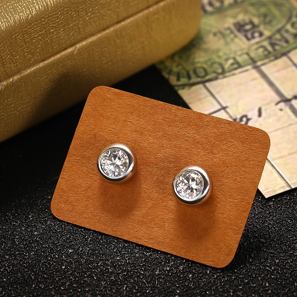 Oval Round Bezel 0.5CT Moissanite Stud Earrings for Women 925 Silver Plated 18k Pass Diamond Test Bubble Ear Jewelry Gift