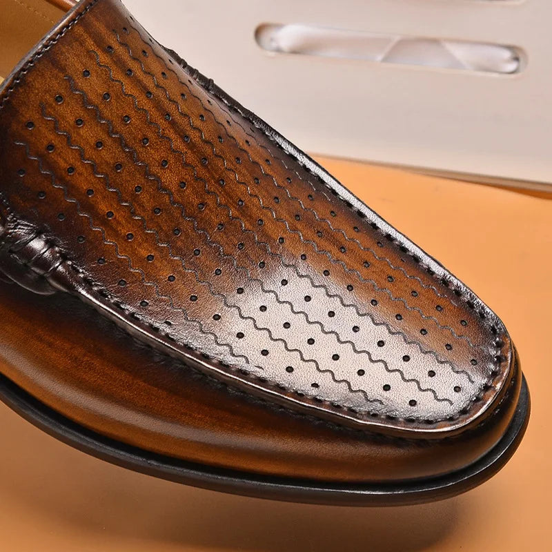 Newest 2025 Genuine Leather Men Driving Shoes Slip On Super Quality Comfortable Men Casual Cowhide Leather Moccasins Loafers