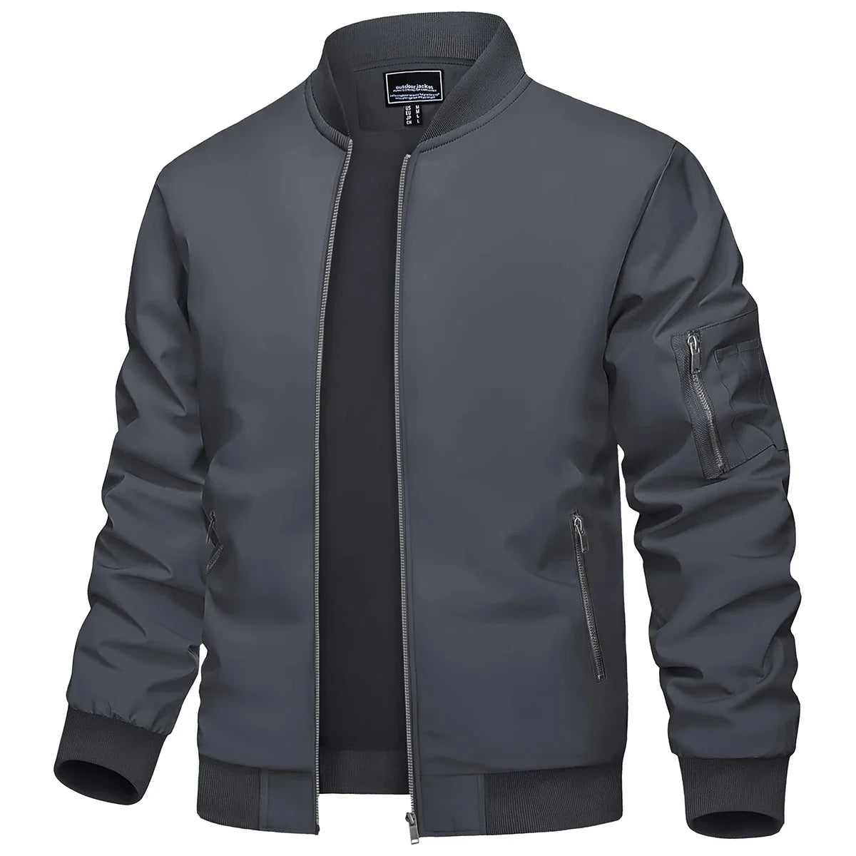 Men's Bomber Jacket Summer Autumn Thin Lightweight Casual Windbreaker Multi-pockets Full Zip Up Varsity Baseball Jacket
