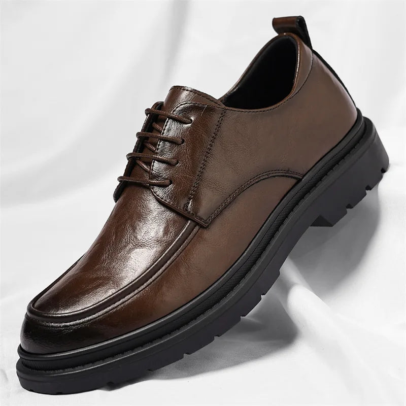 British Style Business Derby Shoes for Men Spring Summer Breathable Dress Shoes Male Fashion Casual Leather Wedding Shoe Man
