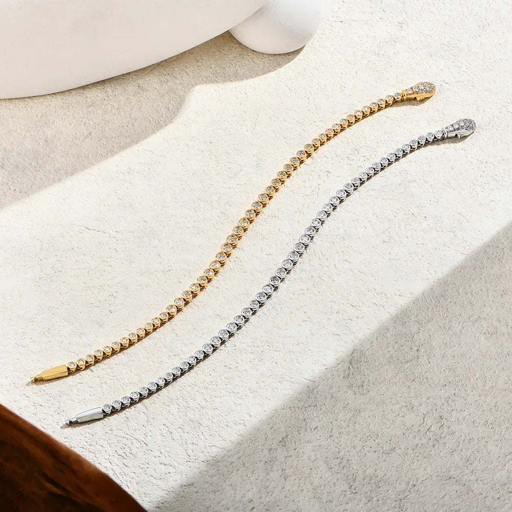 Original Snake Lock Tennis Bracelets S925 Sterling Silver Round Cut Moissanite Bracelet For Women Men Certified Jewelry