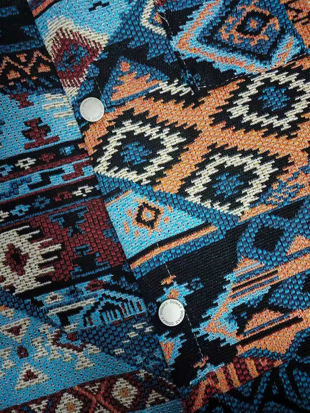 Spring and autumn new ethnic style printed long-sleeve jacket for men, high-end stylish trendy jacket