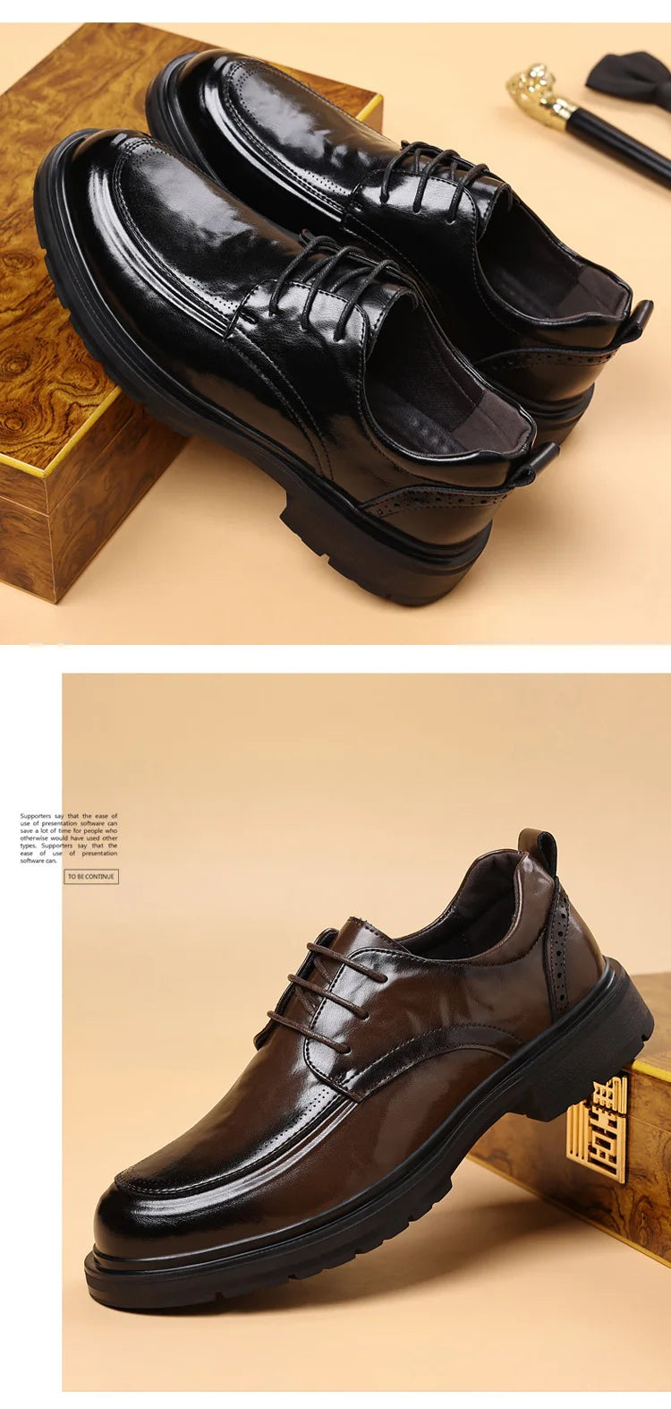Spring Autumn Business Leather Shoes for Men Solid Color Lace Designer Big Head Dress Shoes Male Fashion Platform Casual Shoe