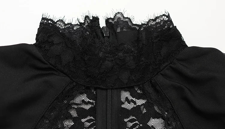 Lace Patchwork Hollow Out Women Dresses Short Sleeve Hip Wrap Sheath Trendy Hot Girl Sexy Club Outfits Female Bodycon