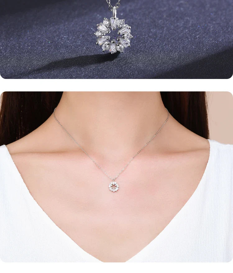 Real 925 Sterling Silver Lucky Snowflake Pendant Necklace for Women Fine Jewelry 2021 New Bijoux Girl Christmas Gifts