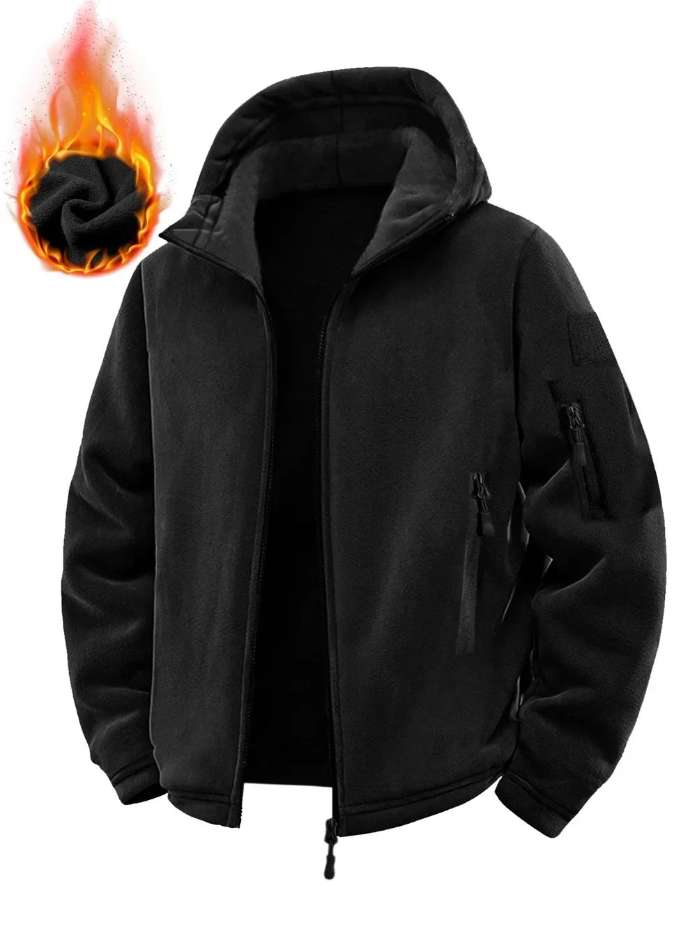 Men's Tactical Jacket Autumn Winter Thickened Warm Hooded Jackets Coats Outdoors Sports Full Zip Up Hoodies Hiking Outwear