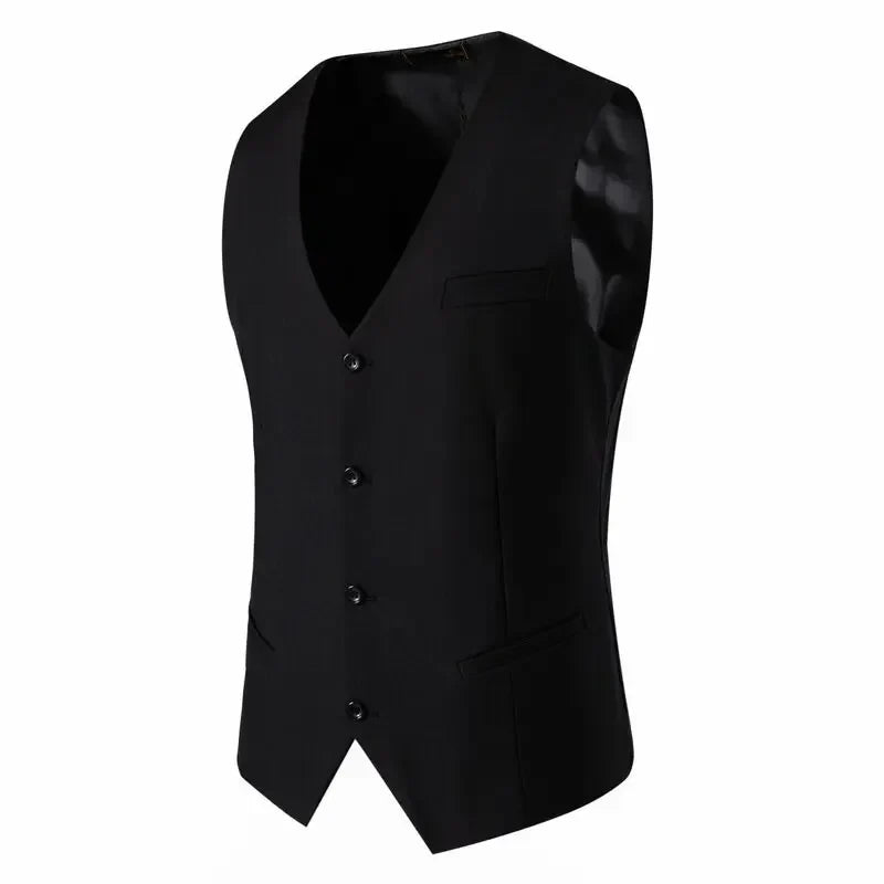 Suit Men's (Blazer+ Vest + Trousers) Fashionable Business Solid-color Wedding British-style Workwear, Casual Performance Suit