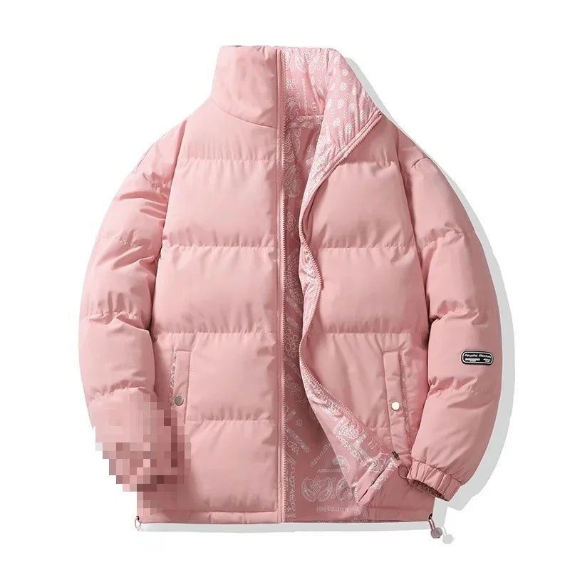 Unisex double-sided cotton padded jacket, thickened warm bread style coat, autumn winter, loose fit, M–XXL
