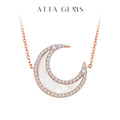 D Color VVS1 Luxury Moon Moissanite Necklace for Women Solid S925 Silver Yellow Gold Pendant Fine Jewelry Girls Party